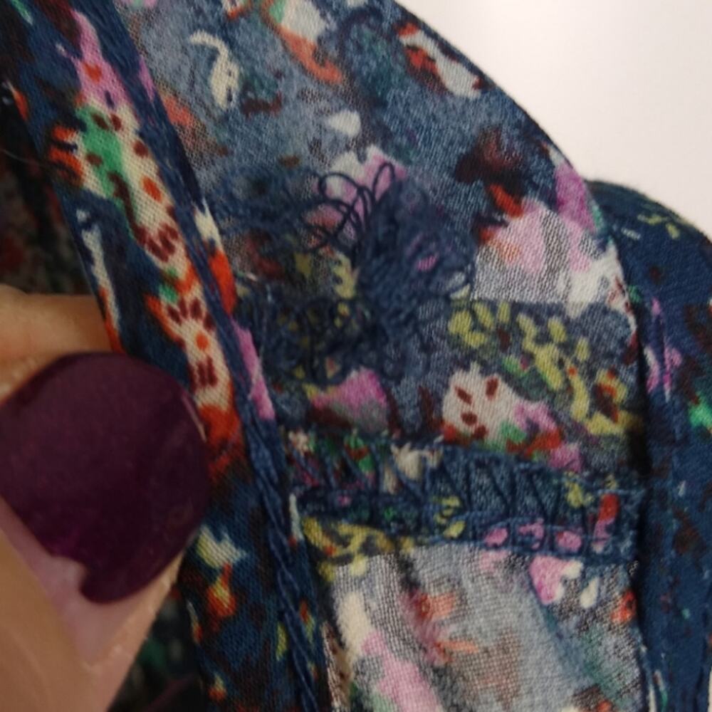 Miss Me Embroidered Beaded Boho Floral Tank Top M - Picture 9 of 11